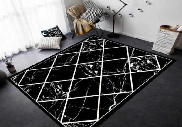 שטיח מעוין שחור לבן