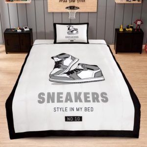 סט מצעים מיטת יחיד SNEAKERS - אפור ושחור