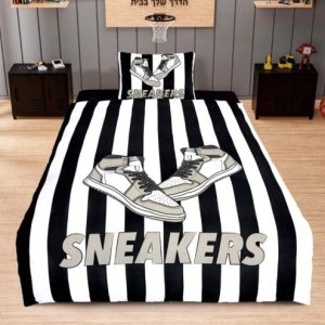 סט מצעים מיטת יחיד SNEAKERS - שחור לבן
