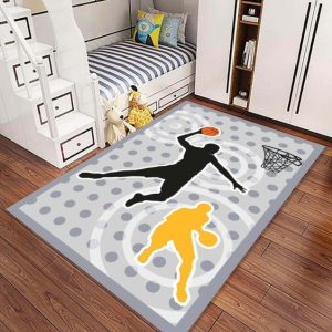 שטיח מעוצב לחדר הילדים - דגם כדורסל אפור