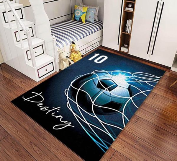 שטיח מעוצב לחדר הילדים - כחול כדורגל