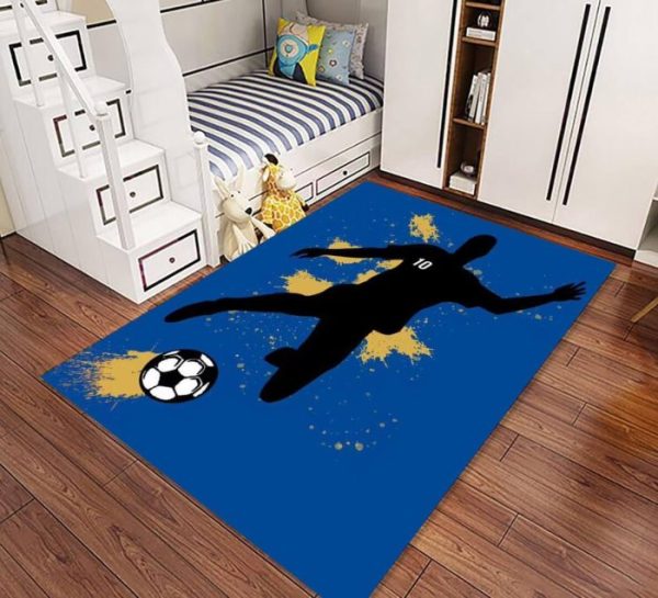 שטיח מעוצב לחדר הילדים - כחול כדורגל