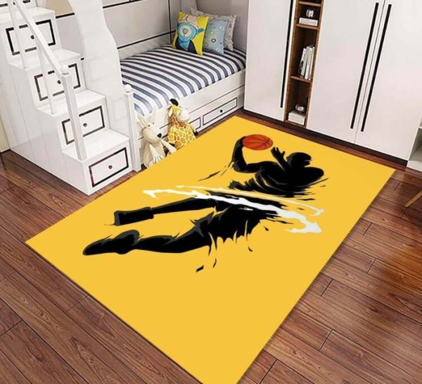 שטיח מעוצב לחדר הילדים - דגם צהוב כדורסל