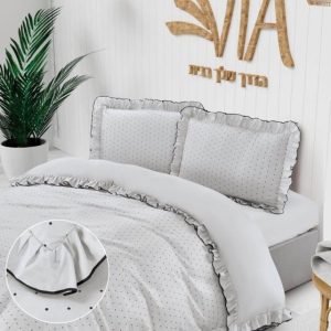 סט מצעים מיטת יחיד דגם BONITA - אפור בהיר