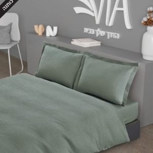 סט מצעים למיטת יחיד - דגם waffel ירוק