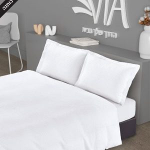 סט מצעים למיטת יחיד - דגם waffel לבן