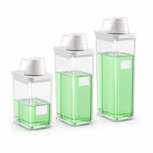 מיכל אבקת כביסה עם כוס מדידה | אקריליק שקוף 3 גדלים
