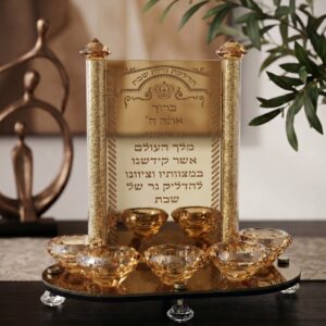 פמוט 5 קנים קריסטל מחובר 25 ס״מ — תמונת מוצר