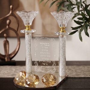 פמוט קריסטל 2 קנים מחובר 19 ס״מ — תמונת מוצר