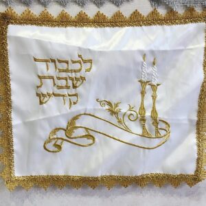 כיסוי חלה סטן 40/50 ס״מ אפורה עם עיטור זהב · דגם 1407 — תמונת מוצר