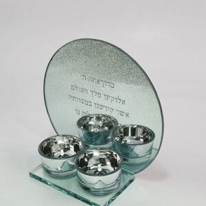 פמוט 2 קנים זכוכית גב מראה — תמונת מוצר