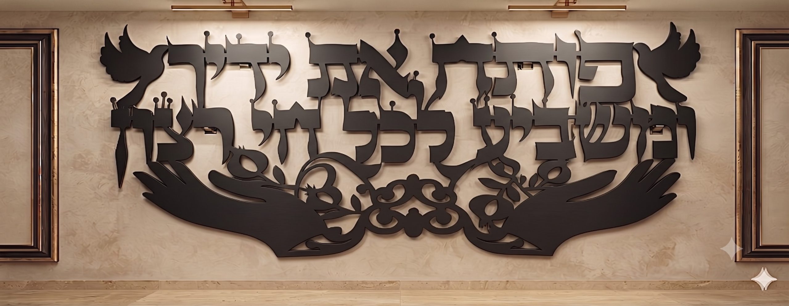 אותיות מרחפות ענק שחור ״פותח את ידייך״ ענק — תמונת מוצר