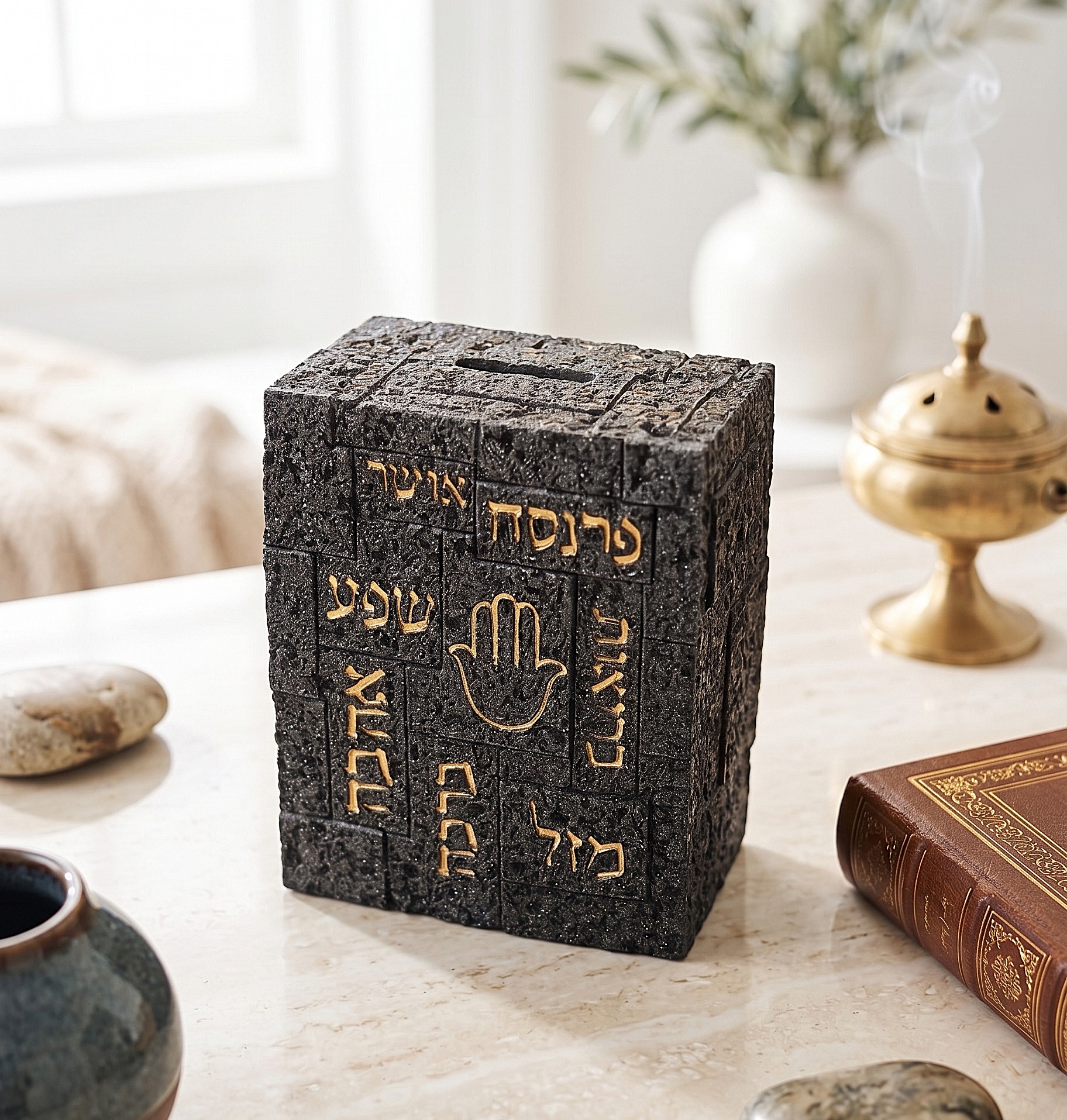 קופת צדקה פולי אפור אבן כותל 11/12 — תמונת מוצר