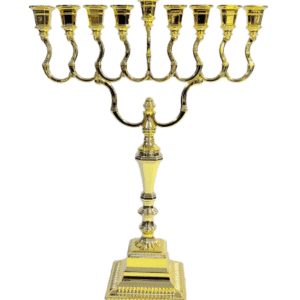 חנוכיה דגם אנגלי מוזהבת 42 ס״מ — תמונת מוצר