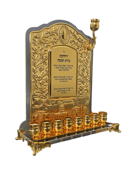 חנוכיה אקריליק גב מוזהב — תמונת מוצר