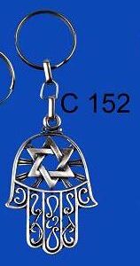 מחזיק מפתחות חמסה פיוטר מגן דויד כחולה — תמונת מוצר