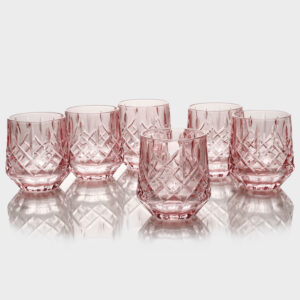 סט 6 כוסות וויסקי 350 מ"ל ורוד פס זהב — דגם CRYSTALINE 210047PI — תמונת מוצר
