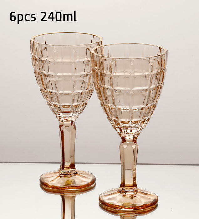 סט 6 כוסות יין 240 מ"ל זהב — דגם ROSE CRYSTALINE — תמונת מוצר