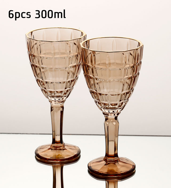 סט 6 כוסות יין 300 מ"ל זהב — דגם AMBER CRYSTALINE — תמונת מוצר