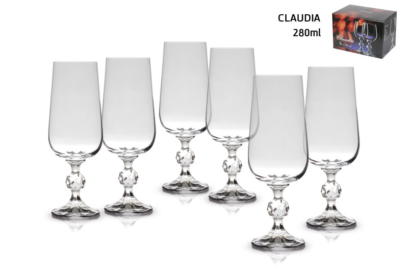 סט 6 גביעי בירה 280 מ"ל קריסטל בוהמיה — דגם CLAUDIA — תמונת מוצר