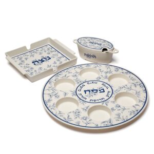 סט פסח עשוי במבוק מבית כוס סוכר כחול — דגם ZION