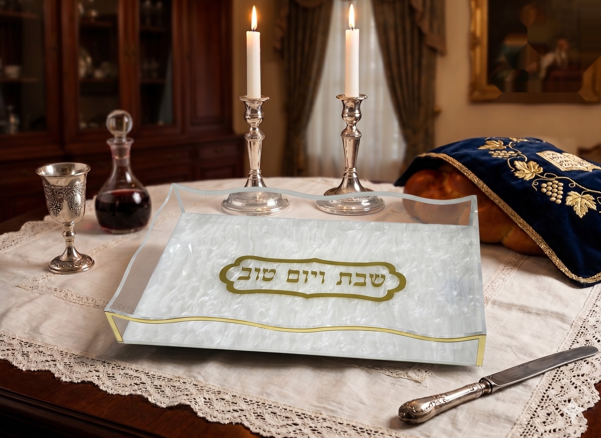 מגש אקריליק שייש לבן 20/35
