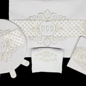 סט לפסח 4 חלקים דמוי עור משובץ