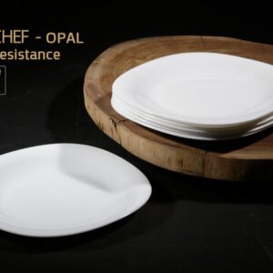 צלחת מנה ראשונה זכוכית מחוסמת בצבע לבן 22cm — דגם OPAL