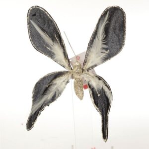 פרפר לקישוט קטיפה שחור זהב 30cm — דגם GIULIANO