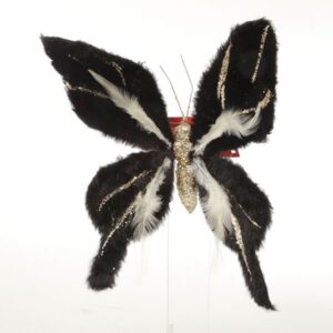 פרפר פרוותי לקישוט שחור זהב 30cm — דגם GIULIANO