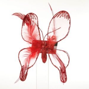 פרפר לקישוט קטיפה אדום 20cm — דגם GIULIANO