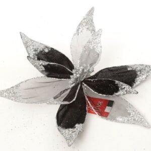 פרח סיכה לקישוט קטיפה שחור כסף 30cm — דגם GIULIANO
