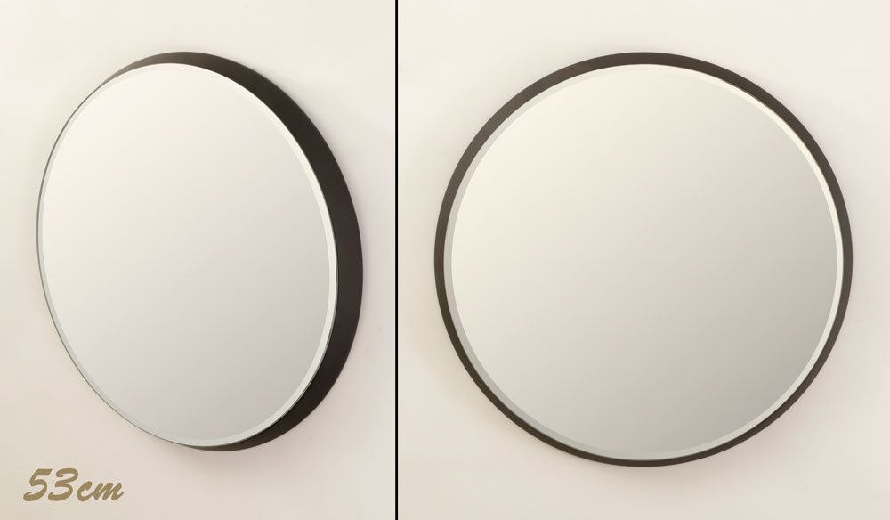 מראה עגולה בצבע שחור 50×50 — דגם PLATINUM