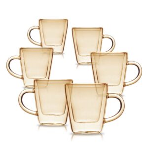 סט 6 ספלי אספרסו 80ml דאבל גלאס Light Amber
