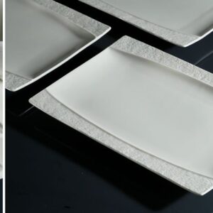 פלטה מלבן פורצלן לבן — דגם SQUARE SIMPEL BONE CHINA