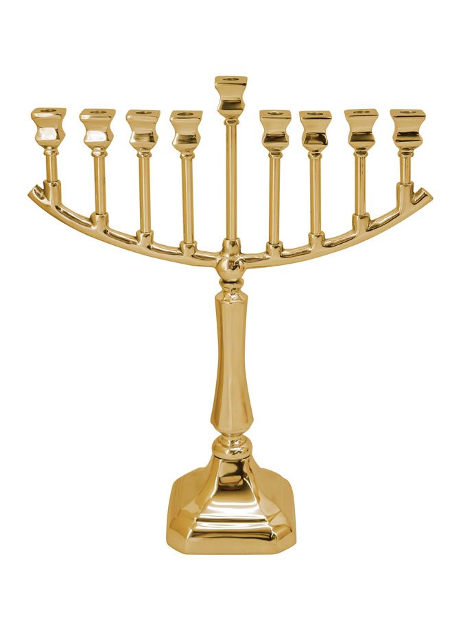 חנוכיה פליז זהב — דגם KELVIN
