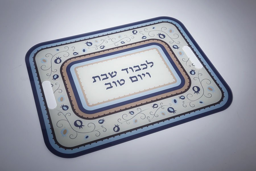 מגש שבת אקריליק הדפס צבעוני גוון כחול
