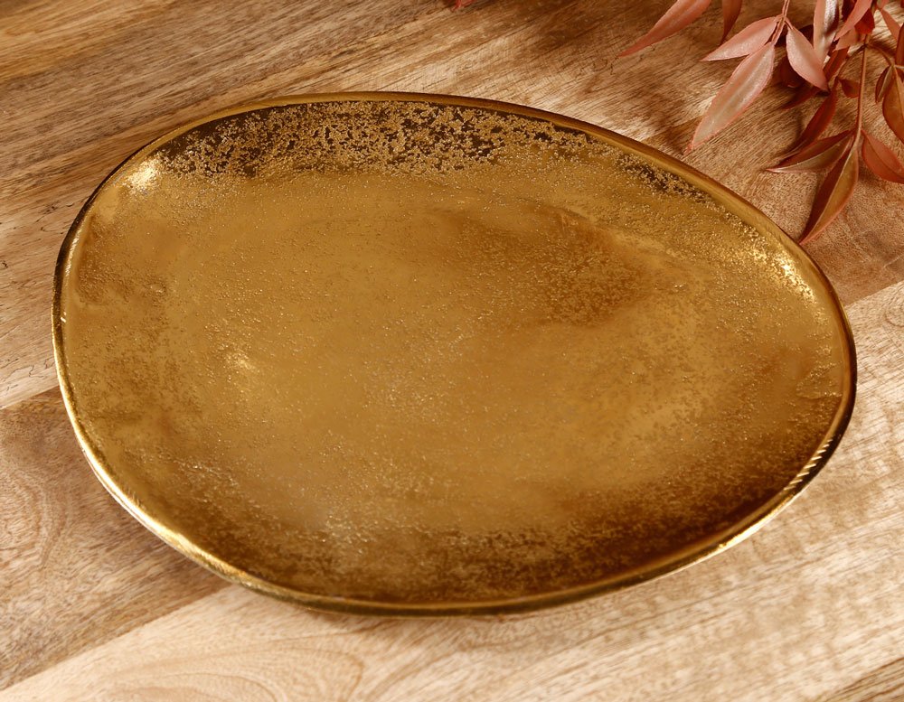 צלחת הגשה פליז זהב — דגם GORDON