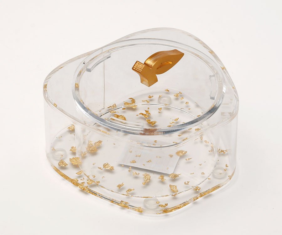 כלי אקריליק לדבש בצורת תפוח עלה זהב — דגם PARTICLES