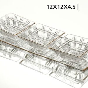 קברט 4 חלקים ס"מ פס זהב 12×12×4.5 — דגם CRYSTALINE