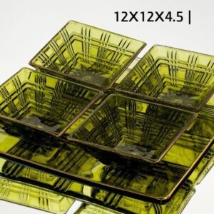 קברט 5 חלקים ס"מ ירוק זהב 12×12×4.5 — דגם CRYSTALINE