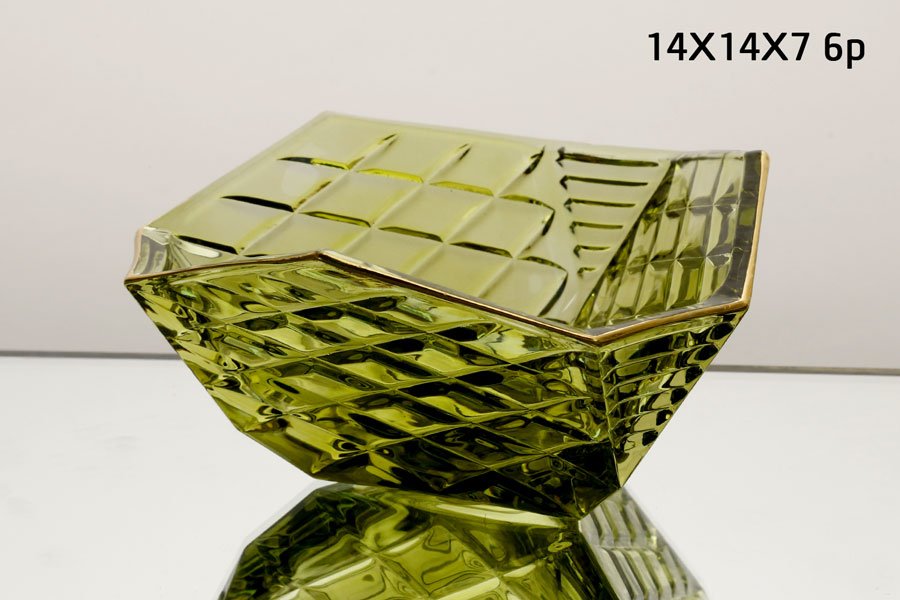 סט 6 בולים ס"מ ירוק זהב 14×14×7 — דגם CRYSTALINE