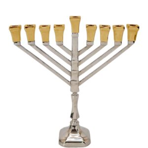 חנוכיה פליז ניקל זהב