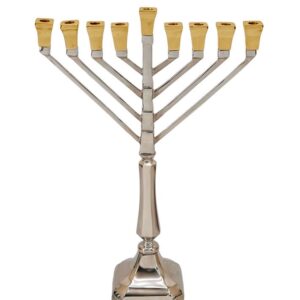 חנוכיה פליז ניקל זהב — דגם LEVANTE