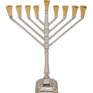 חנוכיה פליז ניקל זהב — דגם QUINCY