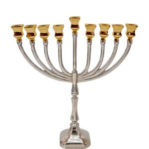 חנוכיה פליז ניקל זהב — דגם RIALTO