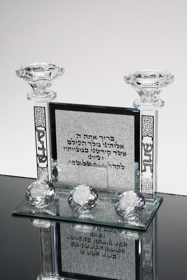 פמוט זוגי קריסטל כסף