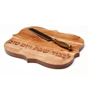 קרש שבת + סכין עץ — דגם ACACIA