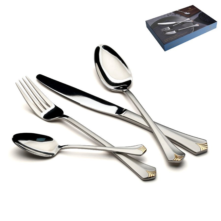 סט סכו"ם 24 חלקים + זהב GLORIA 18/10 inox304