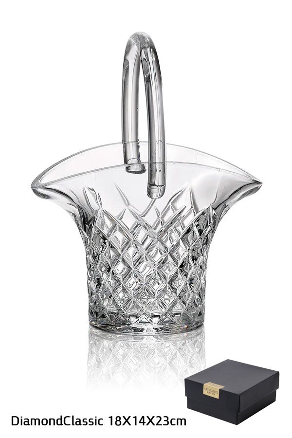 סלסלה בוהמיה קריסטל 18×14×23 — דגם DIAMOND CLASSIC